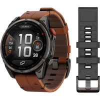 Смарт-годинник Garmin Fenix 8 Pro 47mm AMOLED Carbon Gray DLC Titanium with Chestnut Leather Band