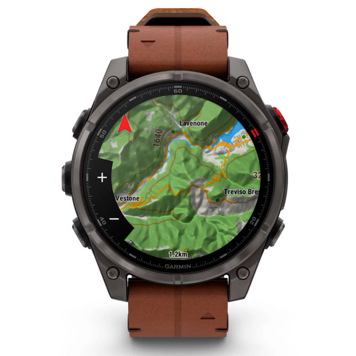 Смарт-годинник Garmin Fenix 8 Pro 47mm AMOLED Carbon Gray DLC Titanium with Chestnut Leather Band