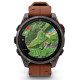 Смарт-годинник Garmin Fenix 8 Pro 47mm AMOLED Carbon Gray DLC Titanium with Chestnut Leather Band