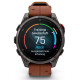 Смарт-годинник Garmin Fenix 8 Pro 47mm AMOLED Carbon Gray DLC Titanium with Chestnut Leather Band