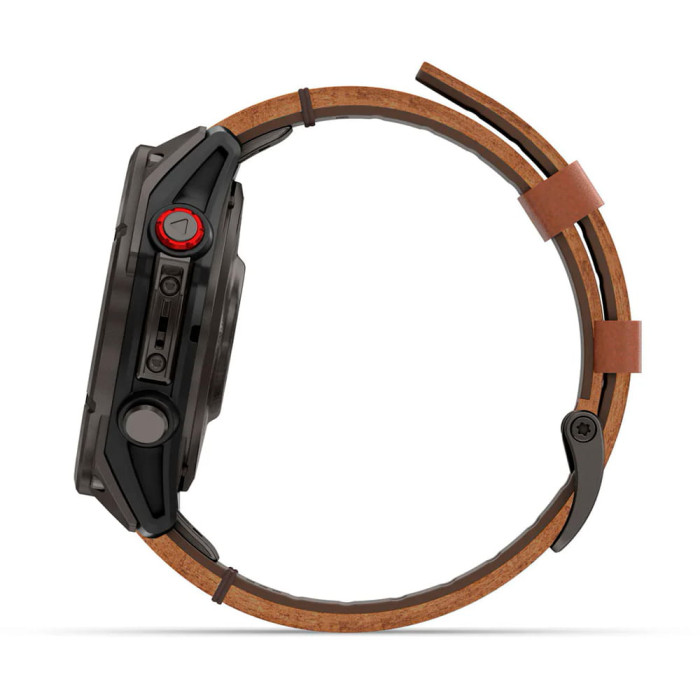 Смарт-годинник Garmin Fenix 8 Pro 47mm AMOLED Carbon Gray DLC Titanium with Chestnut Leather Band