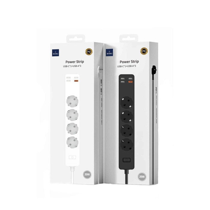 Мережевий фільтр Wiwu 20W Smart Power Strip USB-C + USB-A PLug Black