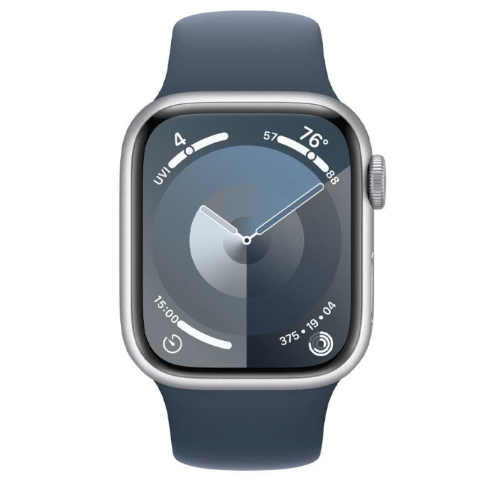 Apple Watch S9 45mm Silver, Storm Blue Sport Band (S/M), LTE