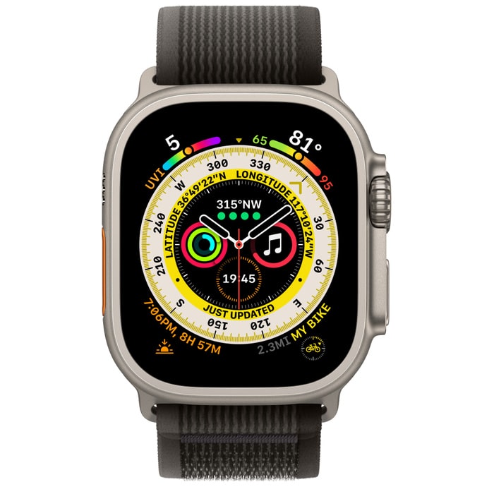 Apple Watch Ultra Titanium, Black/Gray Trail Loop (S/M), LTE