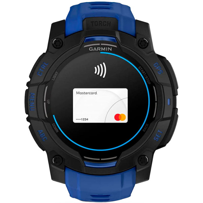 Смарт-годинник Garmin Instinct 3 45mm AMOLED Black with Blue Band