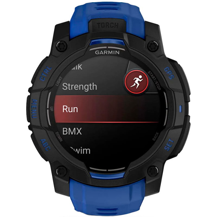 Смарт-годинник Garmin Instinct 3 45mm AMOLED Black with Blue Band