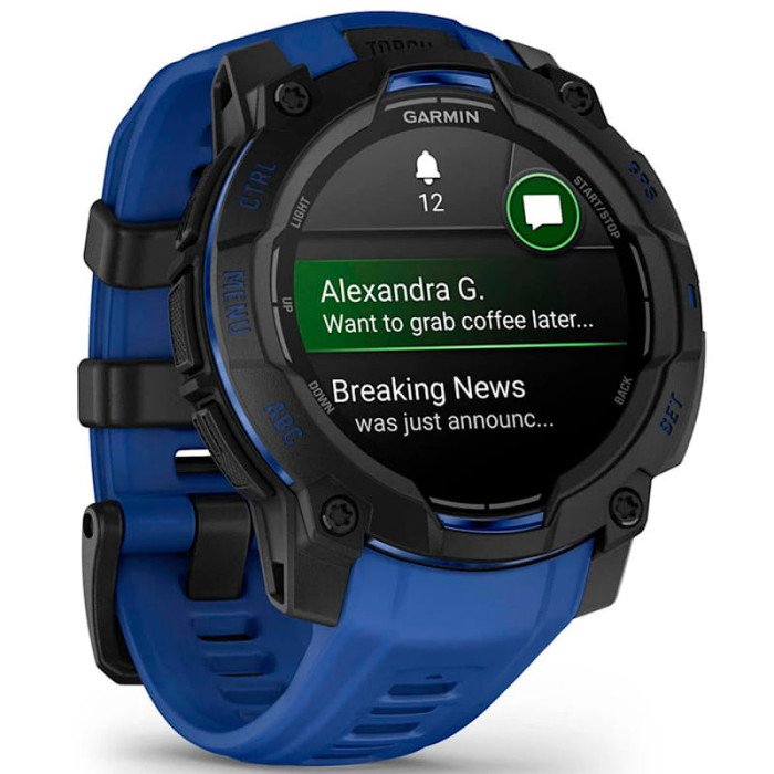 Смарт-годинник Garmin Instinct 3 45mm AMOLED Black with Blue Band