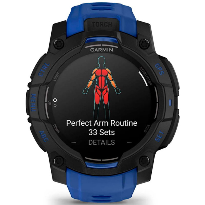 Смарт-годинник Garmin Instinct 3 45mm AMOLED Black with Blue Band
