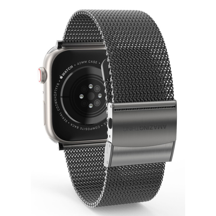 Ремінець для Apple Watch - 42/44/45/46/49mm, AmazingThing Titan Metal, Black
