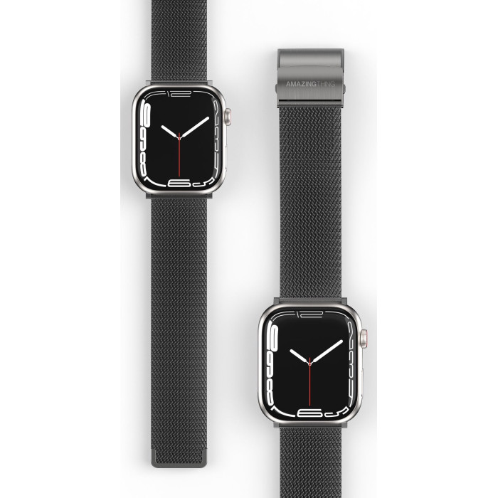 Ремінець для Apple Watch - 42/44/45/46/49mm, AmazingThing Titan Metal, Black