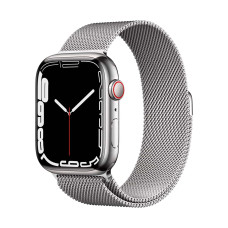 Apple Watch S7 45mm Silver Stainless Steel, Silver Milanese Loop LTE