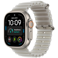 Apple Watch Ultra 4 Natural Titanium, Translucent Gray Ocean Band