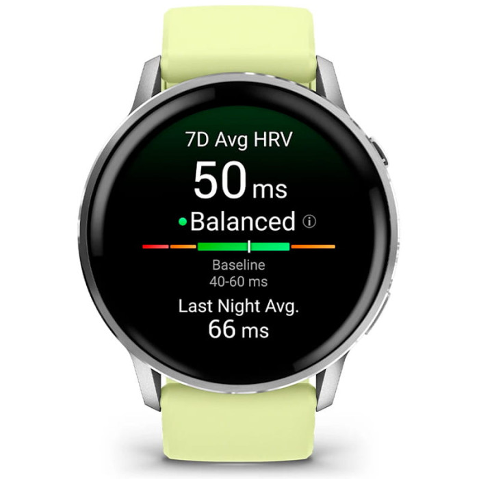 Смарт-годинник Garmin Venu 4 45mm Silver with Citron Silicone Band