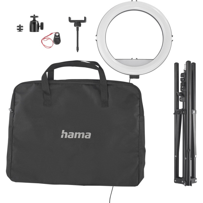 Штатив зі світлодіодним кільцем Hama SpotLight Steady 120 V2 BT, Black