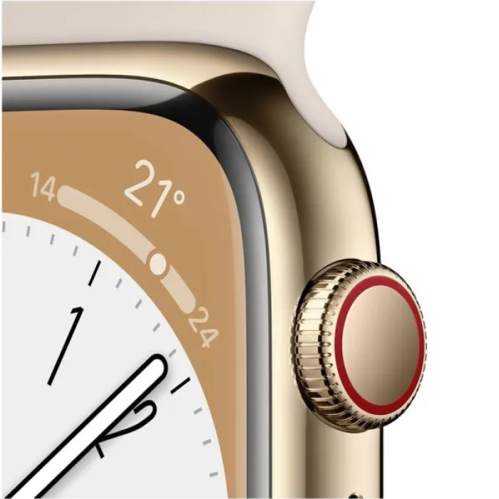 Apple Watch S8 41mm Gold Stainless Steel, Starlight Sport Band