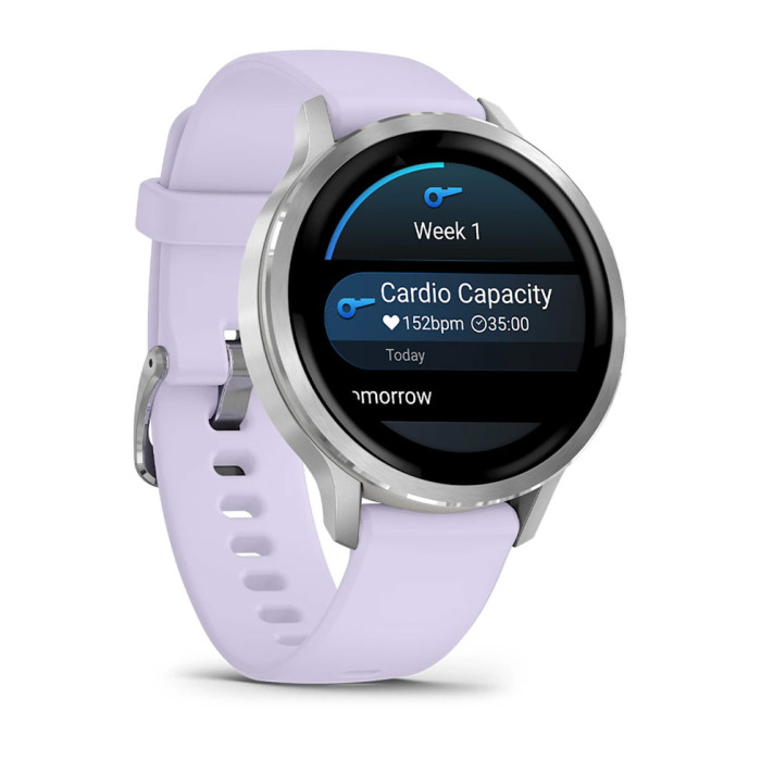 Смарт-годинник Garmin Venu 4 41mm Silver with Periwinkle Silicone Band