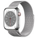 Apple Watch S8 45mm Silver Stainless Steel, Silver Milanese Loop LTE
