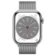 Apple Watch S8 45mm Silver Stainless Steel, Silver Milanese Loop LTE