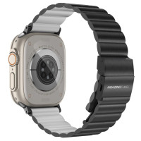 Ремінець для Apple Watch - 42/44/45/46/49mm, AmazingThing Leather Strap, Black