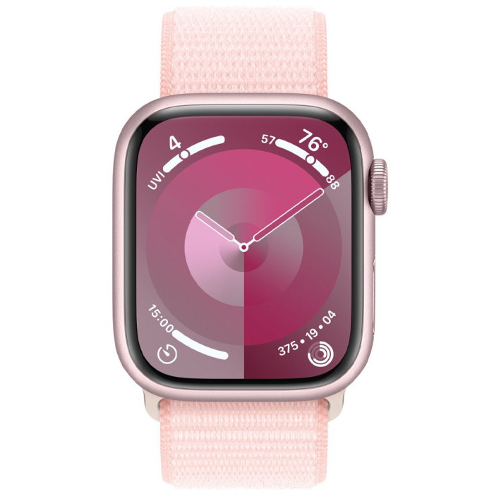 Apple Watch S9 41mm Pink, Light Pink Sport Loop (One Size)