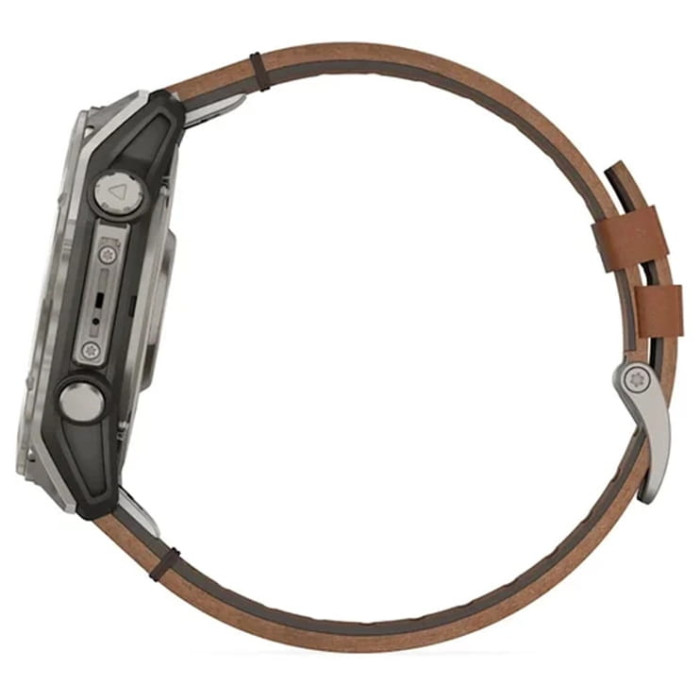 Смарт-годинник Garmin Fenix 8 51mm AMOLED Sapphire Carbon grey DLC w. Chestnut Leather Band