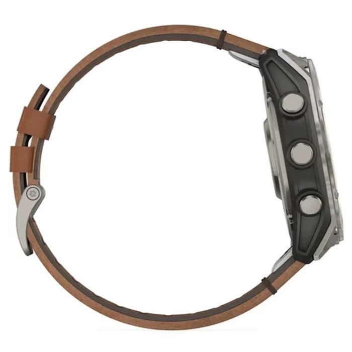 Смарт-годинник Garmin Fenix 8 51mm AMOLED Sapphire Carbon grey DLC w. Chestnut Leather Band