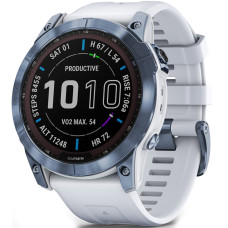 Смарт-годинник Garmin Fenix 7 Sapphire Solar, Whitestone Band, Mineral Blue Titanium