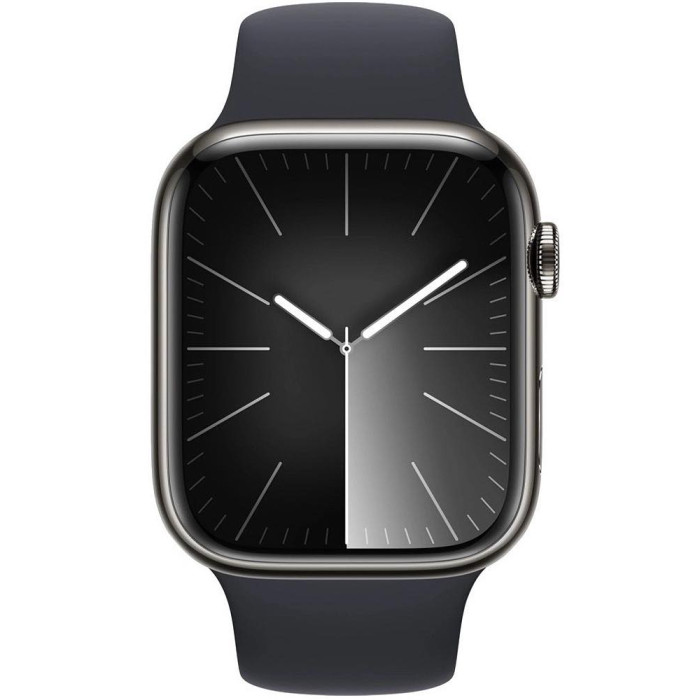 Apple Watch S9 41mm Graphite Stainless Steel, Midnight Sport Band (S/M), LTE