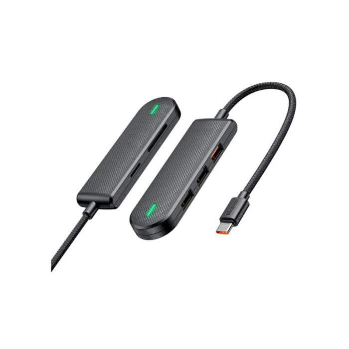 Хаб 5in1 - Mcdodo, USB-C to 2xUSB3.0+USB2.0+SD/MicroSD, Black