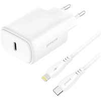 Зарядний пристрій - Proove, Silicone Type-C + Cable USB-C to Lightning 1m 20W, White