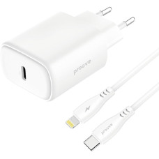 Зарядний пристрій - Proove, Silicone Type-C + Cable USB-C to Lightning 1m 20W, White