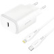 Зарядний пристрій - Proove, Silicone Type-C + Cable USB-C to Lightning 1m 20W, White