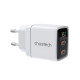 Зарядний пристрій - Choetech 35W GaN Dual USB-C Display Wall Charger, White