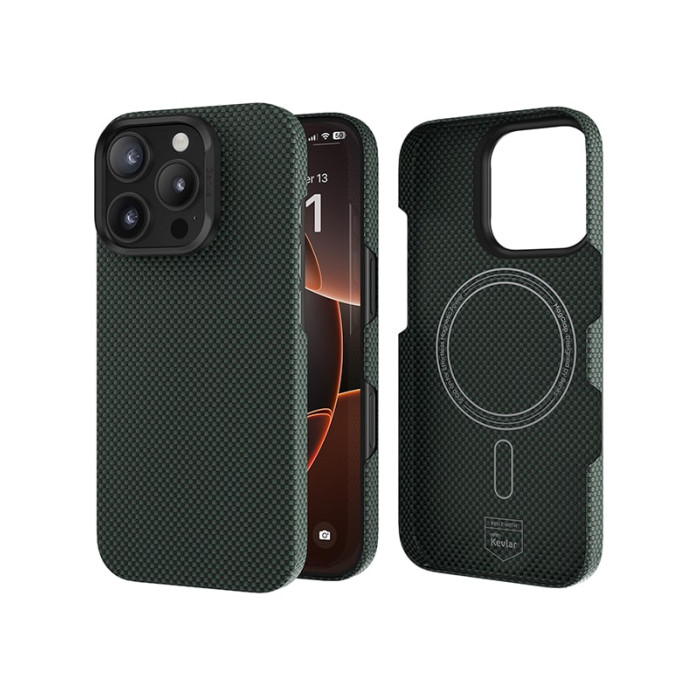 Чохол для iPhone 16 Pro - Benks Armor Tint Kevlar MagSafe, Aurora Green