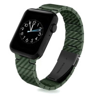 Ремінець для Apple Watch - 42/44/45/46/49mm, COTEetCI W76 Carbon Fiber Pattern Band, Green