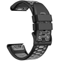Ремінець для годинника Garmin - QuickFit 22mm, Silicone Sport Breathable, Black Gray