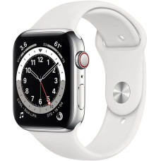 Apple Watch S6 44mm Silver Stainless Steel, White Sport Band LTE Вживанний (б/в)
