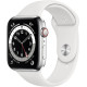 Apple Watch S6 44mm Silver Stainless Steel, White Sport Band LTE Вживанний (б/в)