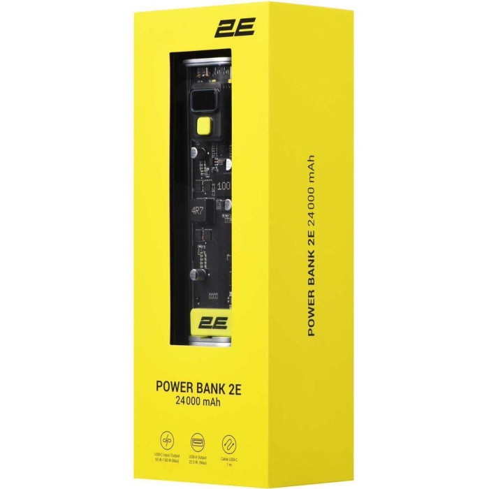 Додатковий аккумулятор 2E 24000mAh Crystal 100W Silver