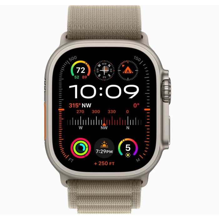 Apple Watch Ultra 2 Titanium, Olive Alpine Loop (Large), LTE
