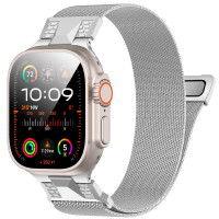 Ремінець для Apple Watch - 42/44/45/46/49mm, AhaStyle Stainless Steel Magnetic, Gray Titanium