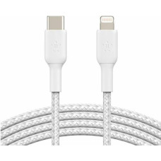 Кабель USB-C to Lightning - Belkin, Braided 30w 1m, White