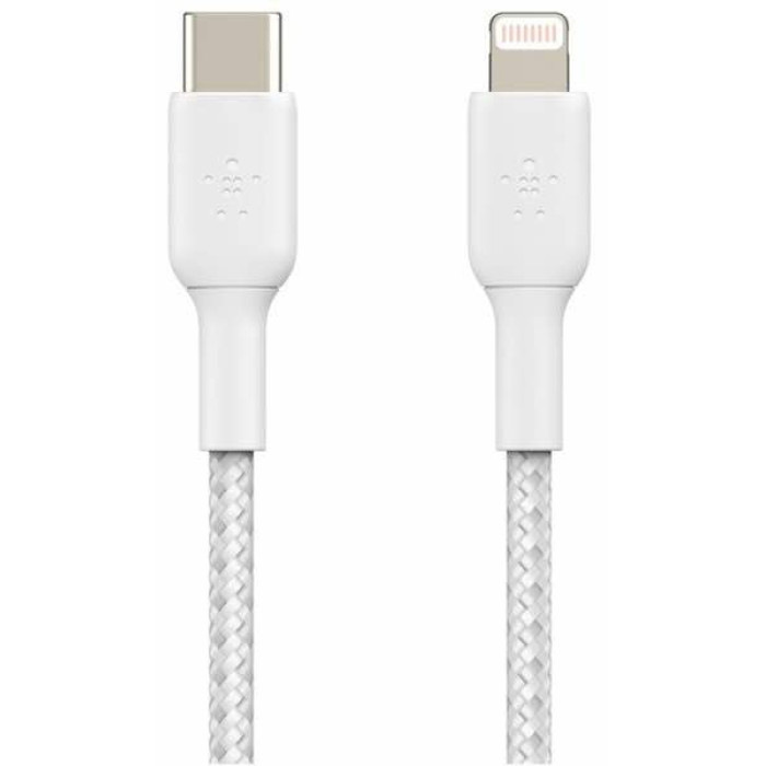 Кабель USB-C to Lightning - Belkin, Braided 30w 1m, White
