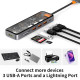 Хаб 7in1 - WIWU Cyber, USB-C to 3xUSB+HDMI+USB-C+SD/MicroSD+PD 100W, Space Gray