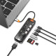 Хаб 7in1 - WIWU Cyber, USB-C to 3xUSB+HDMI+USB-C+SD/MicroSD+PD 100W, Space Gray