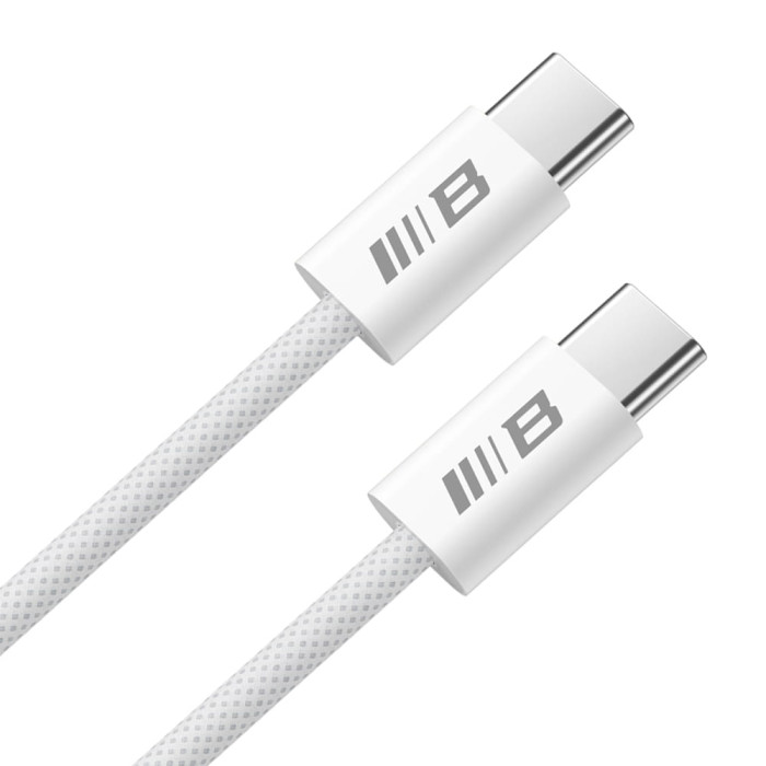 Кабель USB-C to USB-C - Blueo, Braided PD 60w 2m, White