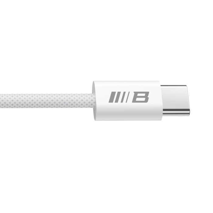 Кабель USB-C to USB-C - Blueo, Braided PD 60w 2m, White