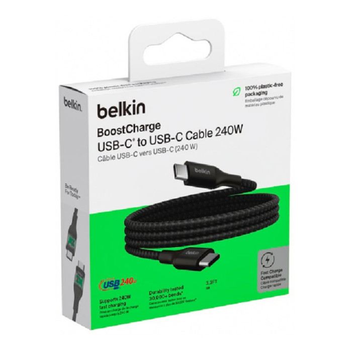 Кабель USB-C to USB-C - Belkin, Braided 240W 1m, Black