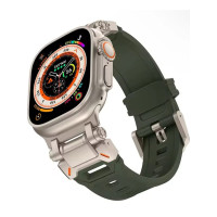 Ремінець для Apple Watch - 42/44/45/46/49mm, Armor Pro Silicone Band, Titanium / Green