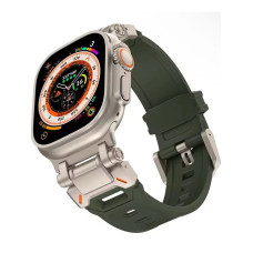 Ремінець для Apple Watch - 42/44/45/46/49mm, Armor Pro Silicone Band, Titanium / Green